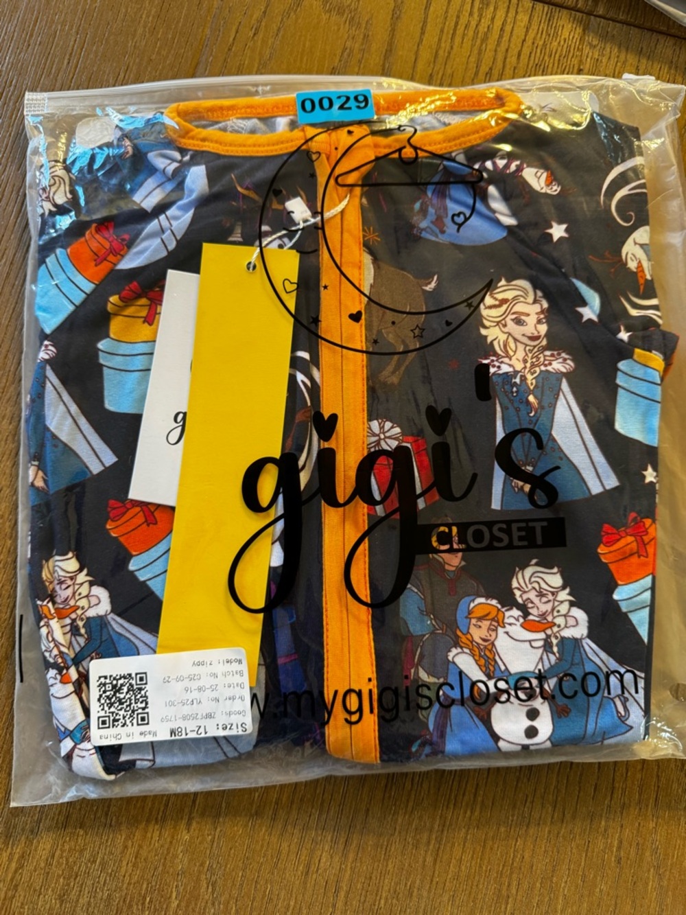 Gigi’s Closet Bamboo Disney Frozen Kids' Character Zippy - Navy & Orange